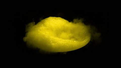 Yellow Liquid Vat Bubbling Isolated On Black - Compositing Element Stock Footage 236865923