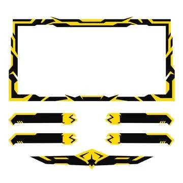 Yellow live streaming overlay border frame design Stock Illustration