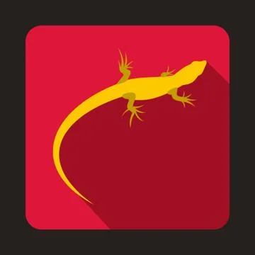 Yellow lizard icon, flat style Stock Illustration