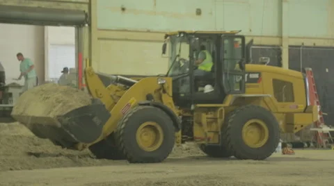 Yellow Loader Moving Dirt on Construction Site Stock Footage 46592312
