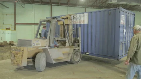 Yellow Loader Moving Storage Container On Construction Site 4 Stock Footage 46591083