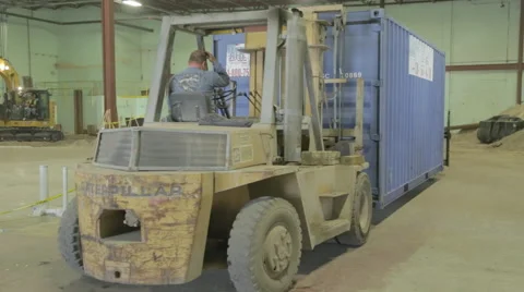 Yellow Loader Moving Storage Container On Construction Site 2 Stock Footage 46591139