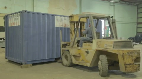 Yellow Loader Moving Storage Container On Construction Site 3 Stock Footage 46591918