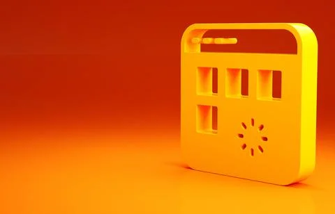 Yellow Loading a data window with a progress bar icon isolated on orange back 스톡 일러스트