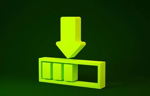 Yellow Loading icon isolated on green background. Download in progress. Progr Stock Illustration