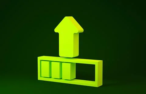 Yellow Loading icon isolated on green background. Upload in progress. Progres Stock Illustration
