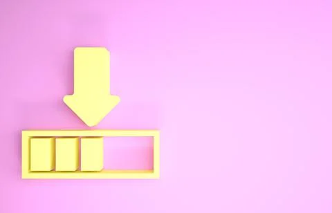 Yellow Loading icon isolated on pink background. Download in progress. Progre Stock Illustration