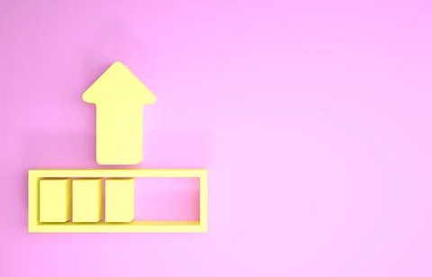 Yellow Loading icon isolated on pink background. Upload in progress. Progress Stock Illustration