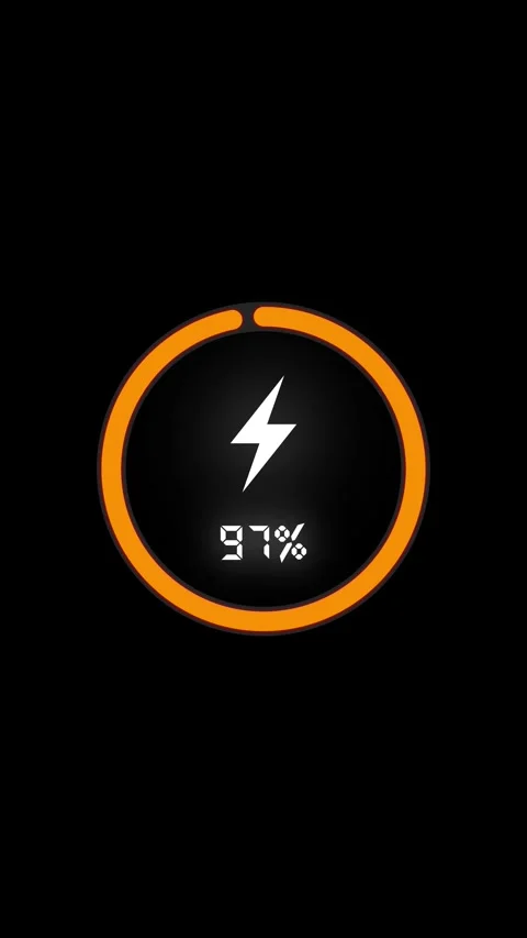 Yellow Loading screen at 100%, screen cell phone display while charging bat.. Stock Footage 322966574