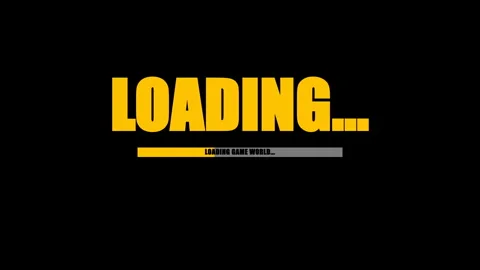 Yellow Loading Text with Progress Bar on Black Background Stock Footage 342319352