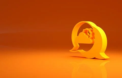 Yellow Location cloud icon isolated on orange background. Minimalism concept. 3d 스톡 일러스트