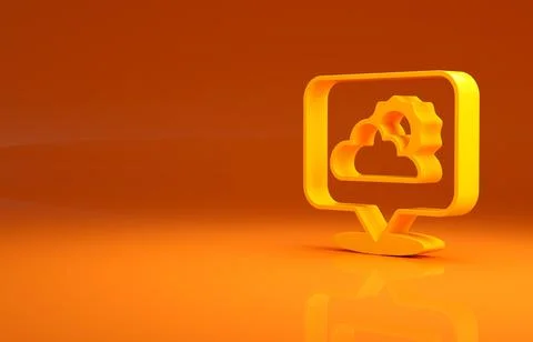 Yellow Location cloud icon isolated on orange background. Minimalism concept. 3d Illustrazione stock