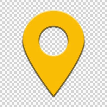 Yellow Location Pin Map Marker Icon on Transparent Background Stock Illustration