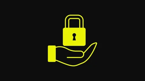 Yellow Lock icon isolated on black background. Padlock sign. Security, safety Stock-Footage 233061029