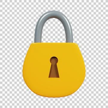 Yellow Locked padlock. 3D Rendering. Stock Illustration