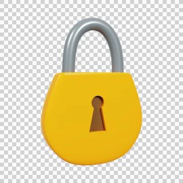 Yellow Locked padlock. 3D Rendering. Stock Illustration