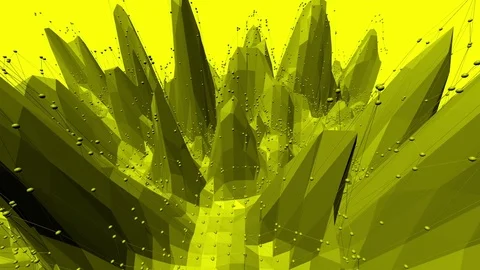 Yellow low poly background oscillating. Abstract low poly surface as cyber Stock Footage 76045870