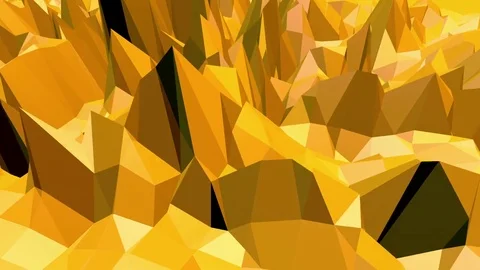 Yellow low poly background pulsating. Abstract low poly surface as origami Stock Footage