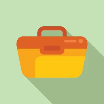Yellow lunchbox with orange handle casting shadow on green background Illustration