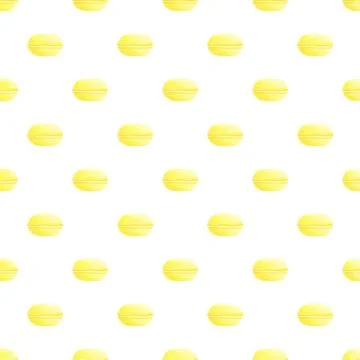 Yellow macarons creating seamless sweet confectionery pattern Illustrazione stock