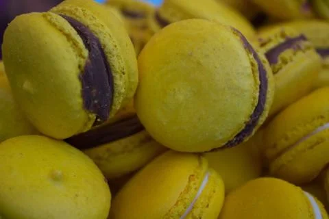 Yellow macarons Stock Photos