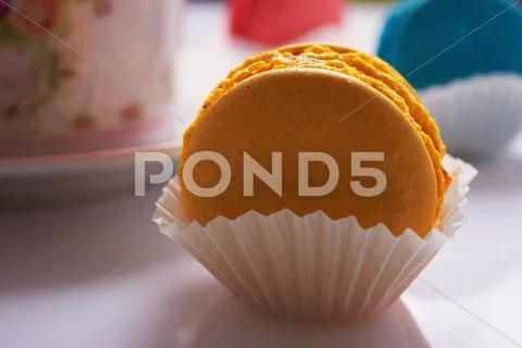 Yellow macaroon Stock Photos