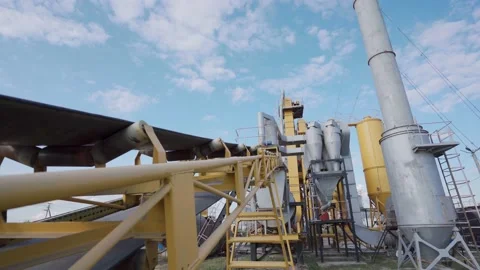 Yellow machine at the factory. Bottom view Stock Footage 170531638