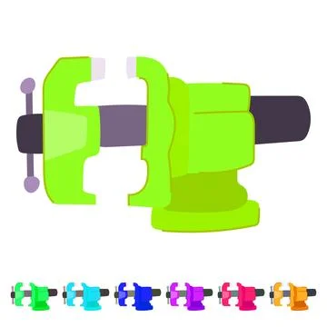 Yellow machine vice tool for workshop and industrial tasks graphic Stock Illustration