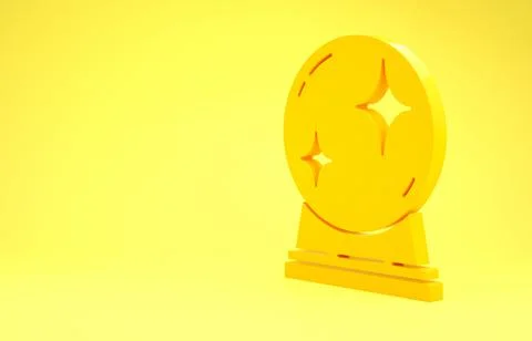 Yellow Magic ball icon isolated on yellow background. Crystal ball. Minimalis Stock Illustration