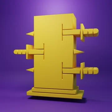 Yellow Magic box, trunk for magic tricks icon isolated on purple background.. Stock Illustration