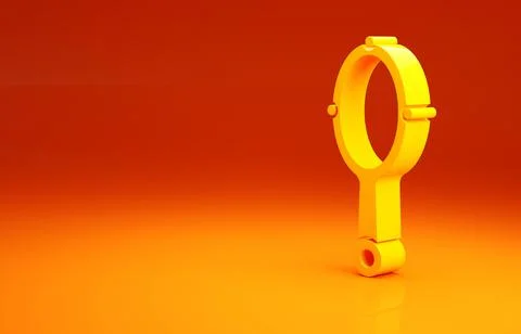 Yellow Magic hand mirror icon isolated on orange background. Minimalism conce Stock Illustration