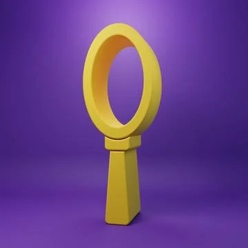 Yellow Magic hand mirror icon isolated on purple background. Minimalism con.. Stock Photos