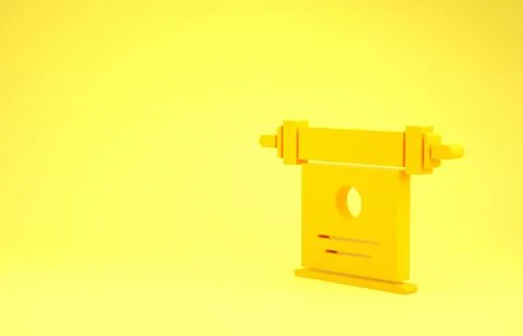 Yellow Magic scroll icon isolated on yellow background. Decree, paper, parchm Ilustração Stock