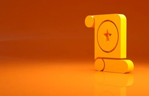 Yellow Magic scroll icon isolated on orange background. Decree, paper, parchment Ilustração Stock