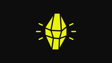 Yellow Magic stone icon isolated on black background. Fantasy crystal. Jewelry Video stock 233085792