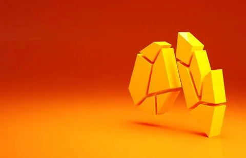 Yellow Magic stone icon isolated on orange background. Fantasy crystal. Jewelry Illustrazione stock