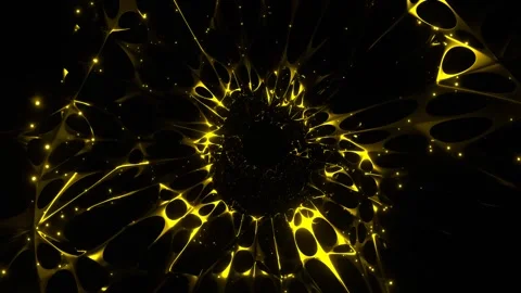 Yellow Magical Endless Path with Spotted Fireflies Background VJ Loop in 4K Stock Footage 337926218
