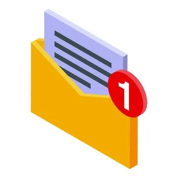 Yellow mail envelope isometric icon showing new message Stock Illustration