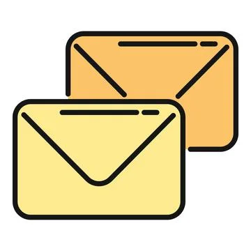 Yellow mail envelopes sending receiving communication icon Stock Illustration
