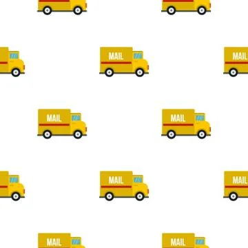 Yellow mail truck pattern flat Illustrazione stock