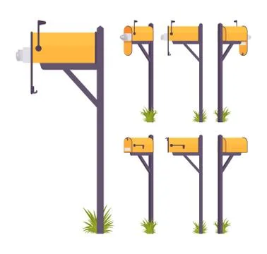Yellow mailbox set Illustration