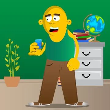 Yellow man drinking brandy. Vector cartoon illustration. Illustrazione stock