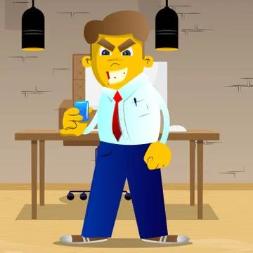 Yellow man drinking brandy. Vector cartoon illustration. Illustrazione stock