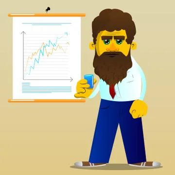 Yellow man drinking brandy. Vector cartoon illustration. Illustrazione stock