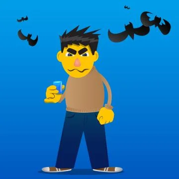 Yellow man drinking brandy. Vector cartoon illustration. Illustrazione stock