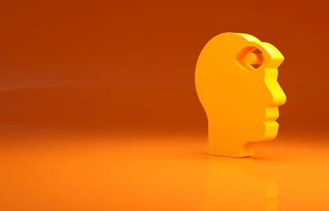 Yellow Man with third eye icon isolated on orange background. The concept of Stock Illustration