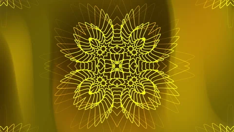 Yellow mandala with stars on a brown gradient background. Stock Footage 280690137
