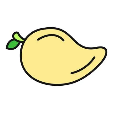 Yellow mango fruit icon providing a sweet tropical snack Stock Illustration