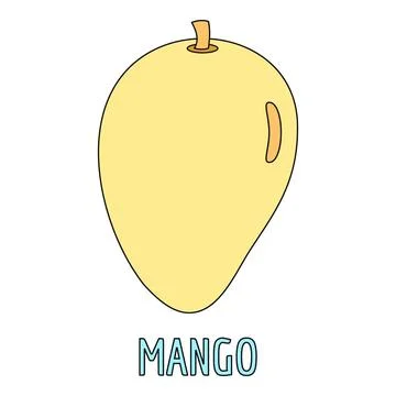 Yellow mango fruit isolated cartoon illustration with text Stock Illustration