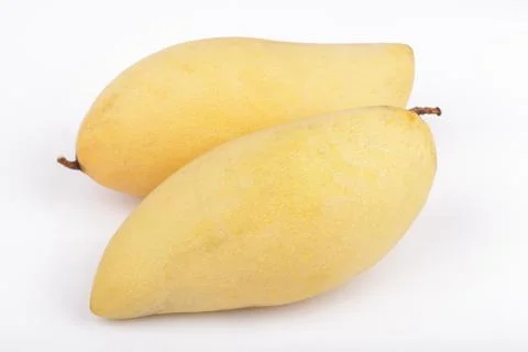 Yellow mango fruit on white background Stock Photos